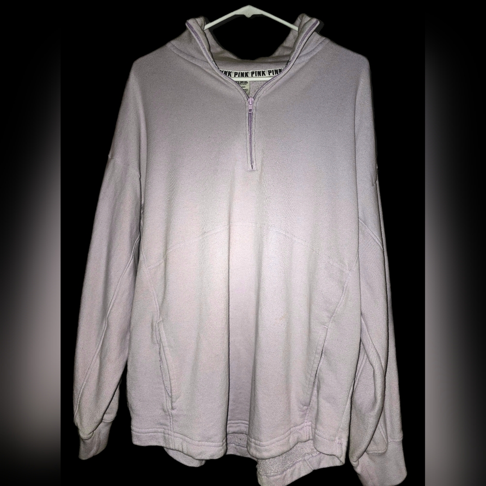 PINK Victoria's Secret Light Purple Quarter-Zip Sweatshirt Size LG-GUC